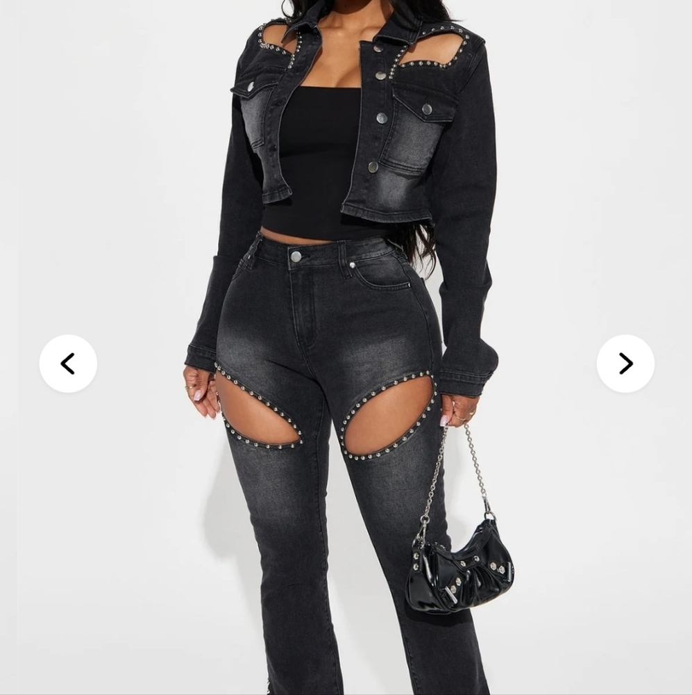 Fashion Nova Black Flare Wide Leg Jeans